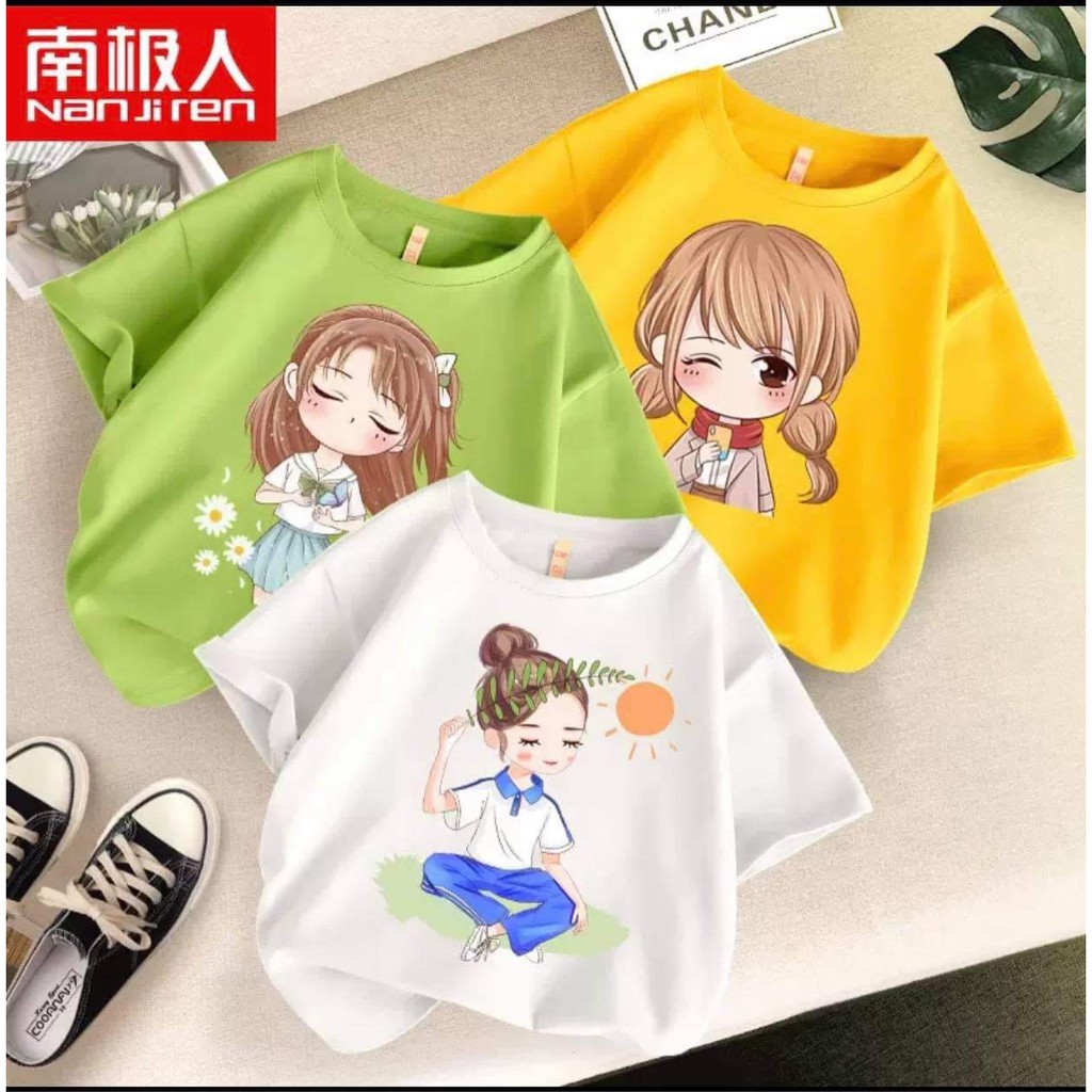 Áo Cộc Tay Cho Bé Gái Hình ChiBi Anh Store