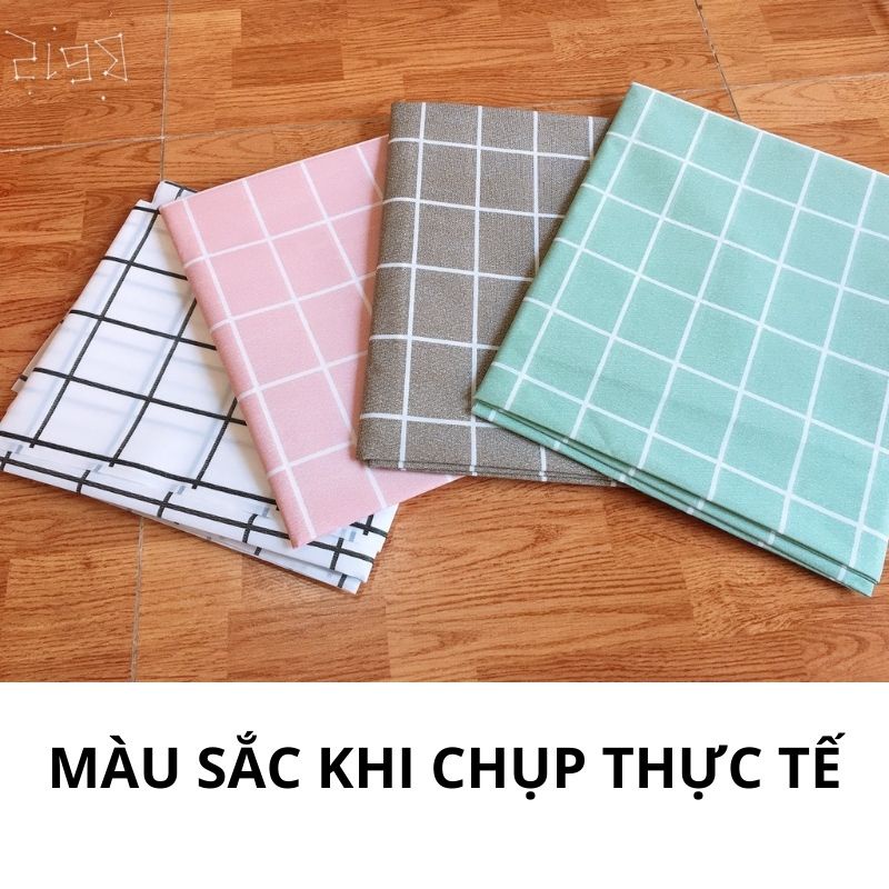 Khăn trải bàn vintage kẻ caro nhựa PVC không thấm nước khăn decor phông nền chụp ảnh trang trí phòng khách 88038