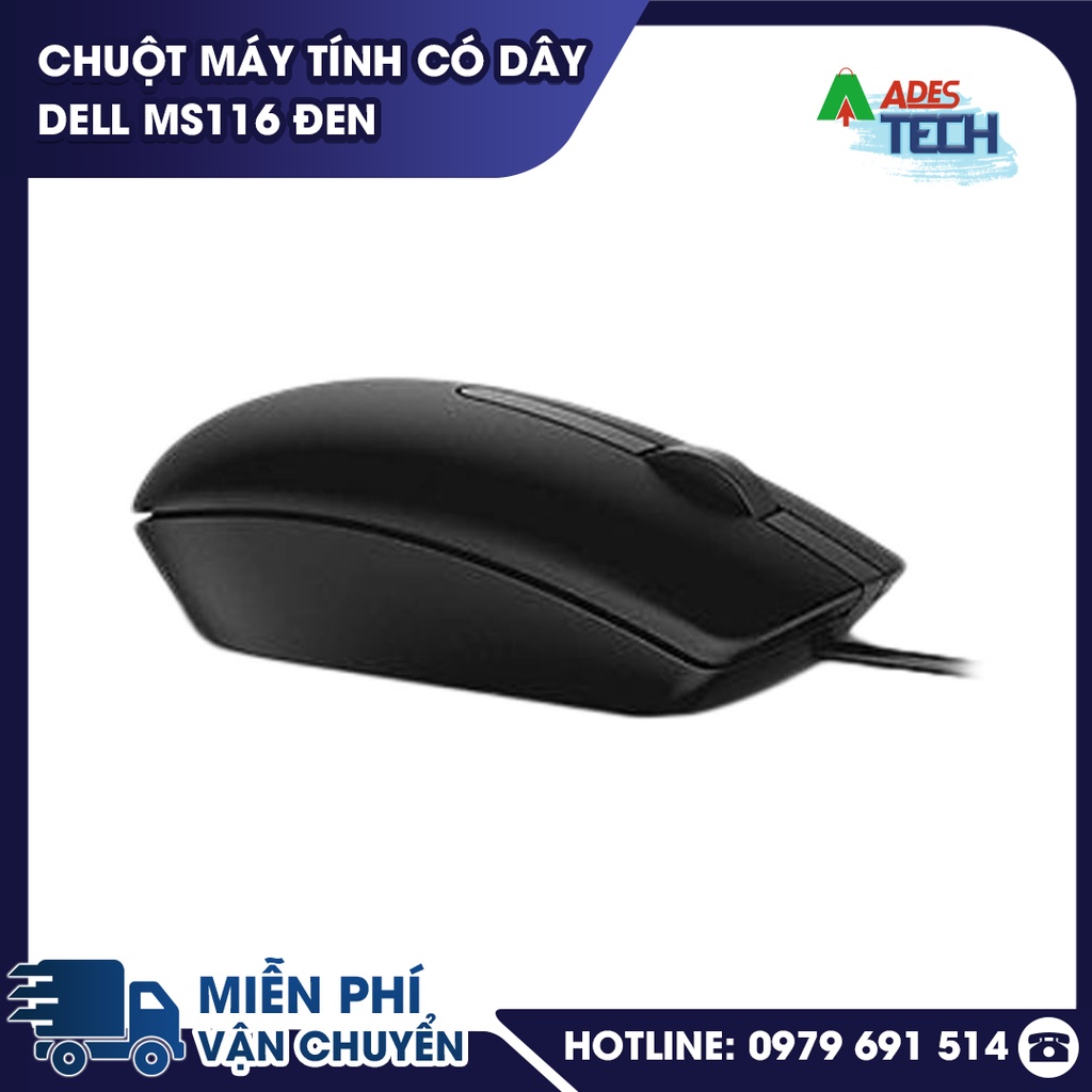 Chuột Dell MS116 Đen - Chuột máy tính có dây - Bảo hành chính hãng