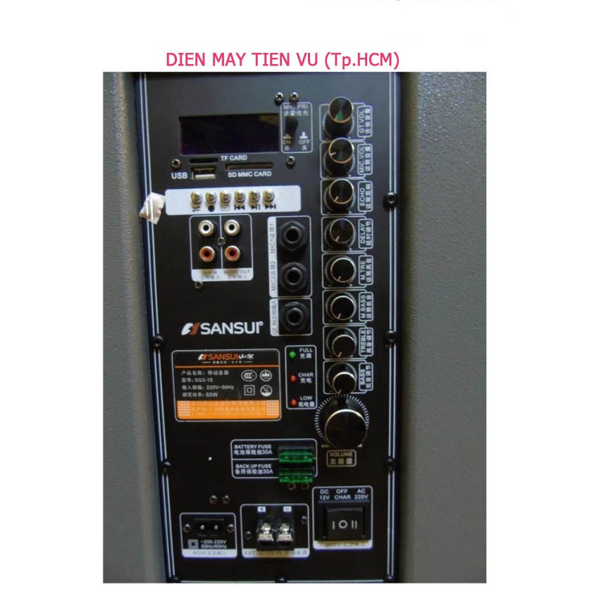 Loa kéo di động thương hiệu Nhật Bản Sansui SG3-15 , bass 4 tấc