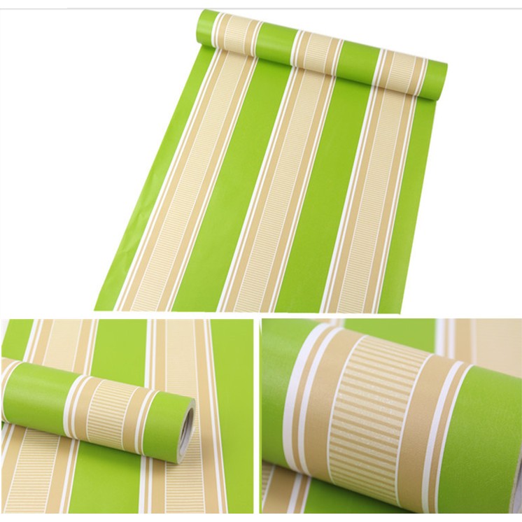 Decal giấy dán tường sọc xanh lá khổ rộng 45cm