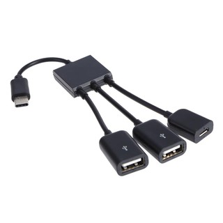 Dây cáp chuyển đổi jack type-c sang 2 cổng usb-a/f và cổng micro usb otg