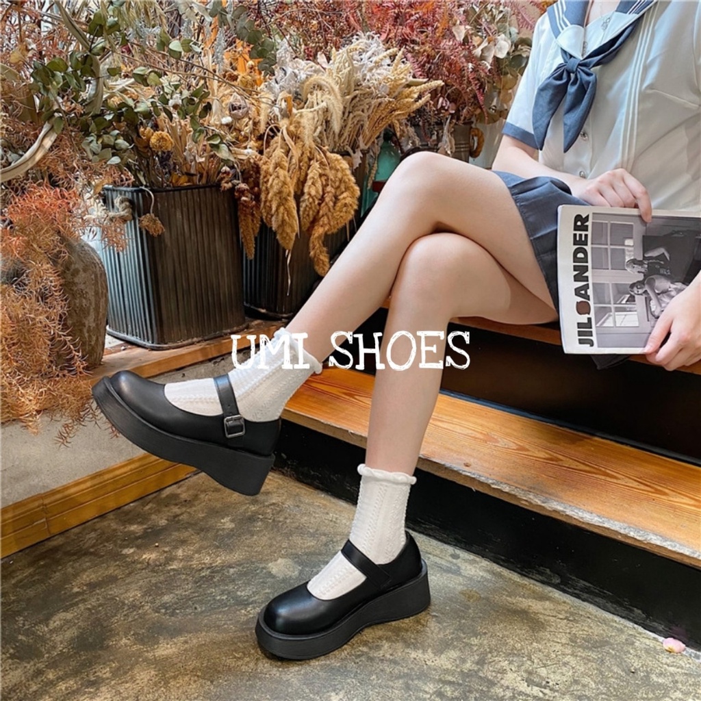 [SẴN] Giày Mary Jane Nữ Ulzzang Đế Bằng Cao 5cm búp bê Lolita cute quai cài OXFORD da bóng/lì mới xinh đẹp mũi tròn hot