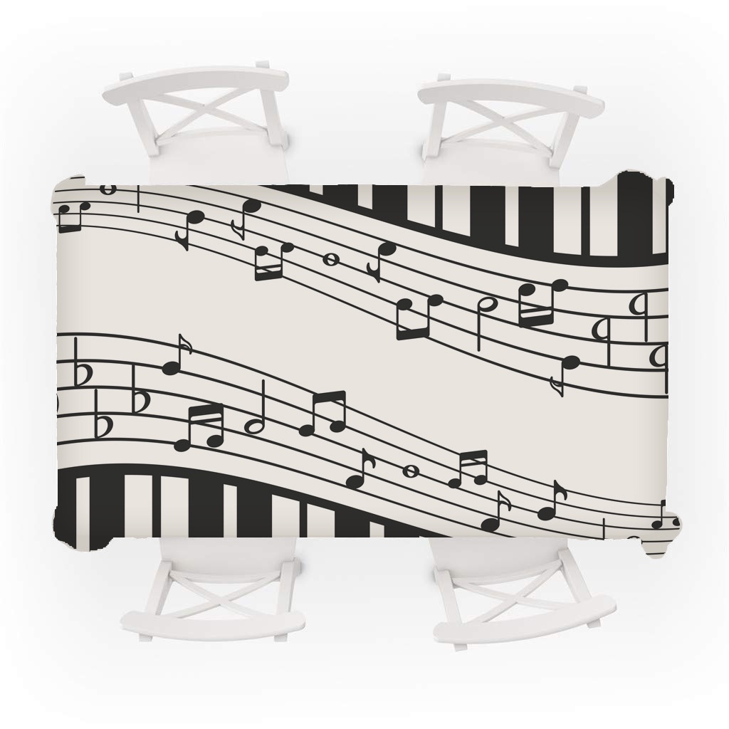 Khăn Trải Bàn Vải Lanh cotton In Hình Đàn piano Thời Trang