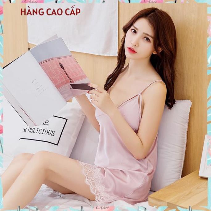 Váy ngủ sexy hai dây phối ren đầm ngủ kiểu dây đan chéo bầu ngực gợi cảm (hồng nude) Thư Thư [HÀNG CAO CẤP]