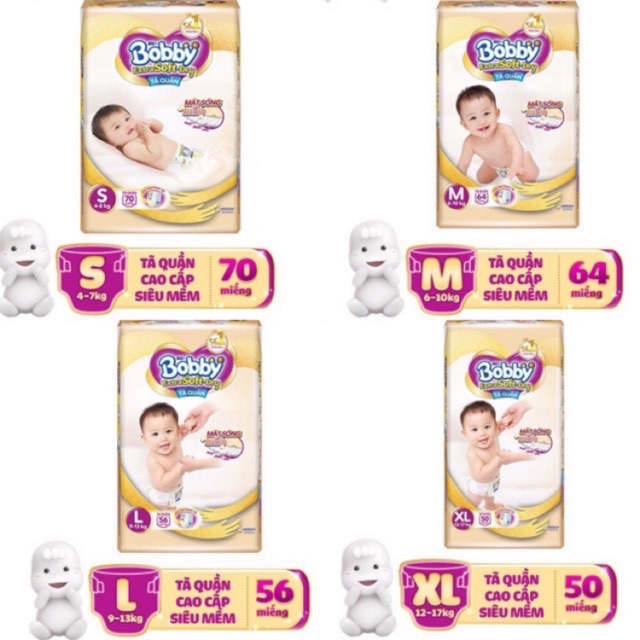 Tách lẻ tã quần/dán Bobby extra cao cấp : S5-M5-L5-XL5-XXL5