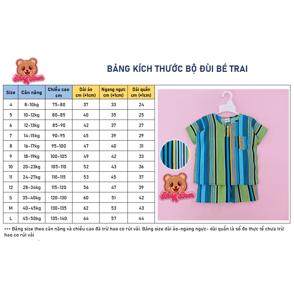 Bộ quần áo bé trai cộc tay vải tole, lanh 2 da loại 1 mềm, mịn, thoáng mát, ít co rút, hàng Việt Nam Baby Bear