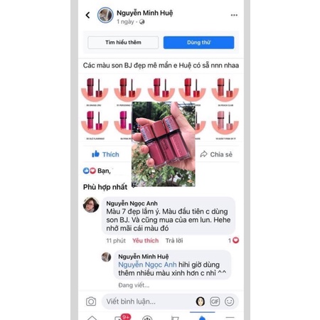 Son BJ Velvet HÀNG CHUẨN PHÁP SẴN ĐỦ BẢNG MÀU