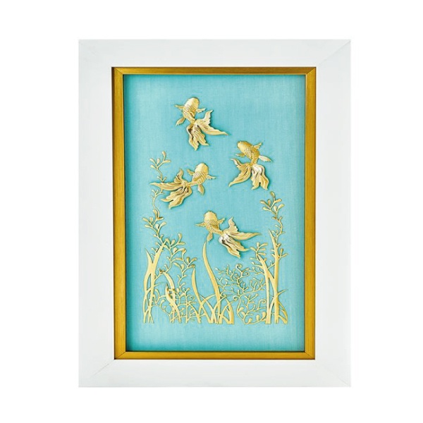 Tranh Vàng 24K PRIMA ART - Kim Ngư Thịnh Vượng - Kích thước 25 x 40 cm - CGS-0644-81