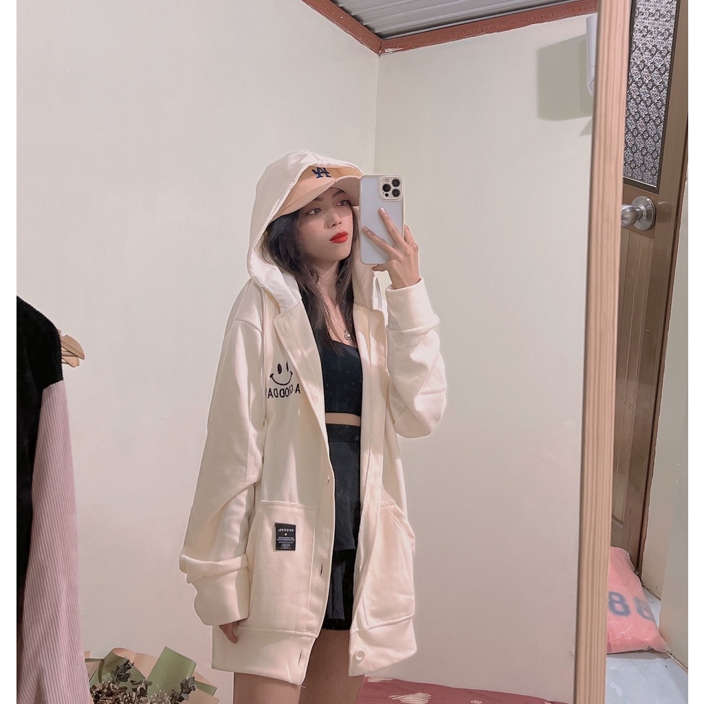 Áo khoác Cadigan unisex chống nắng logo mặt cười A Good Day nhiều màu siêu hot