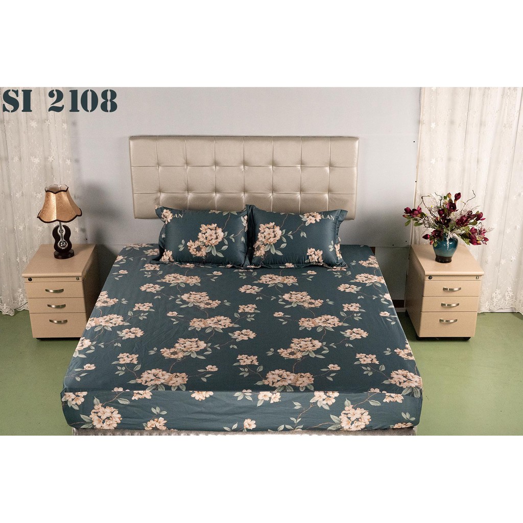 Ga Bộ 8 món ELAN Cotton Satin in sẵn họa tiết -Mã SI - Phục vụ mùa cưới 2020- Freeship 100%