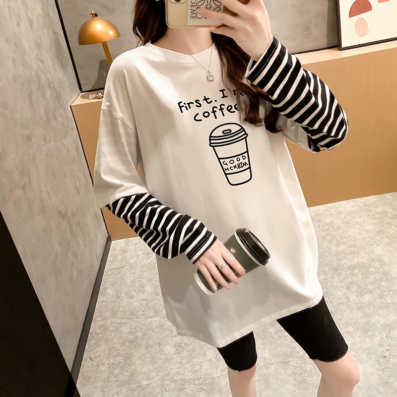 NRVP Áo Thun Nữ Tay Dài 100% Cotton Thời Trang Hàn Quốc