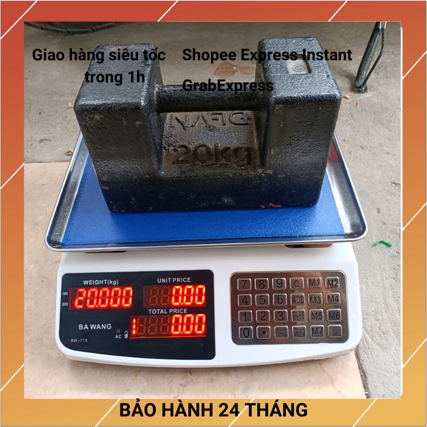 [ BH 24T] Cân điện tử tính tiền chống nước BAWANG-(30kg/0,5) được làm bằng inox không gỉ dùng cho cân hải sản,tôm,cua,cá