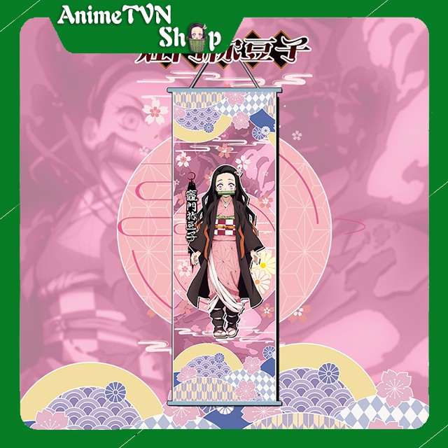 Poster vải lụa tranh lụa treo tường hình Anime Manga - Kimetsu No Yaiba (Thanh gươm diệt quỷ) Size 30x70cm