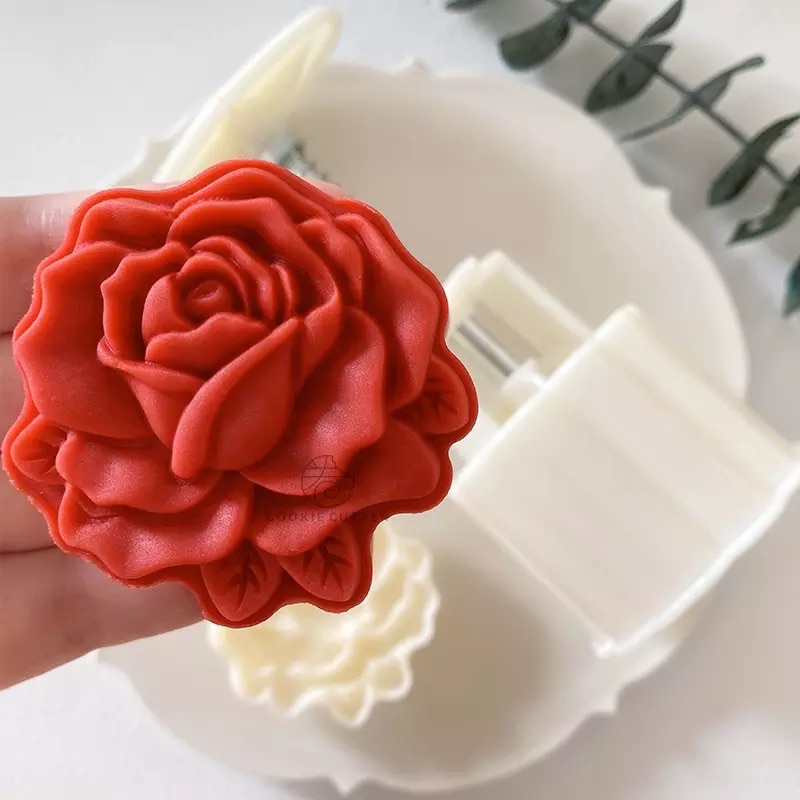 Khuôn trung thu lò xo 1 mặt hoa hồng 150g (M101)