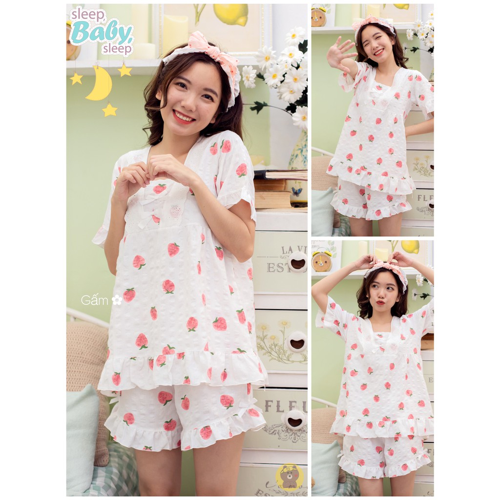 [Mã WASTUP giảm 10% tối đa 30K đơn 99K] Đồ Bộ pijama Tơ Đũi Xô Tiểu Thư In hình dễ thương - form Đùi | BigBuy360 - bigbuy360.vn