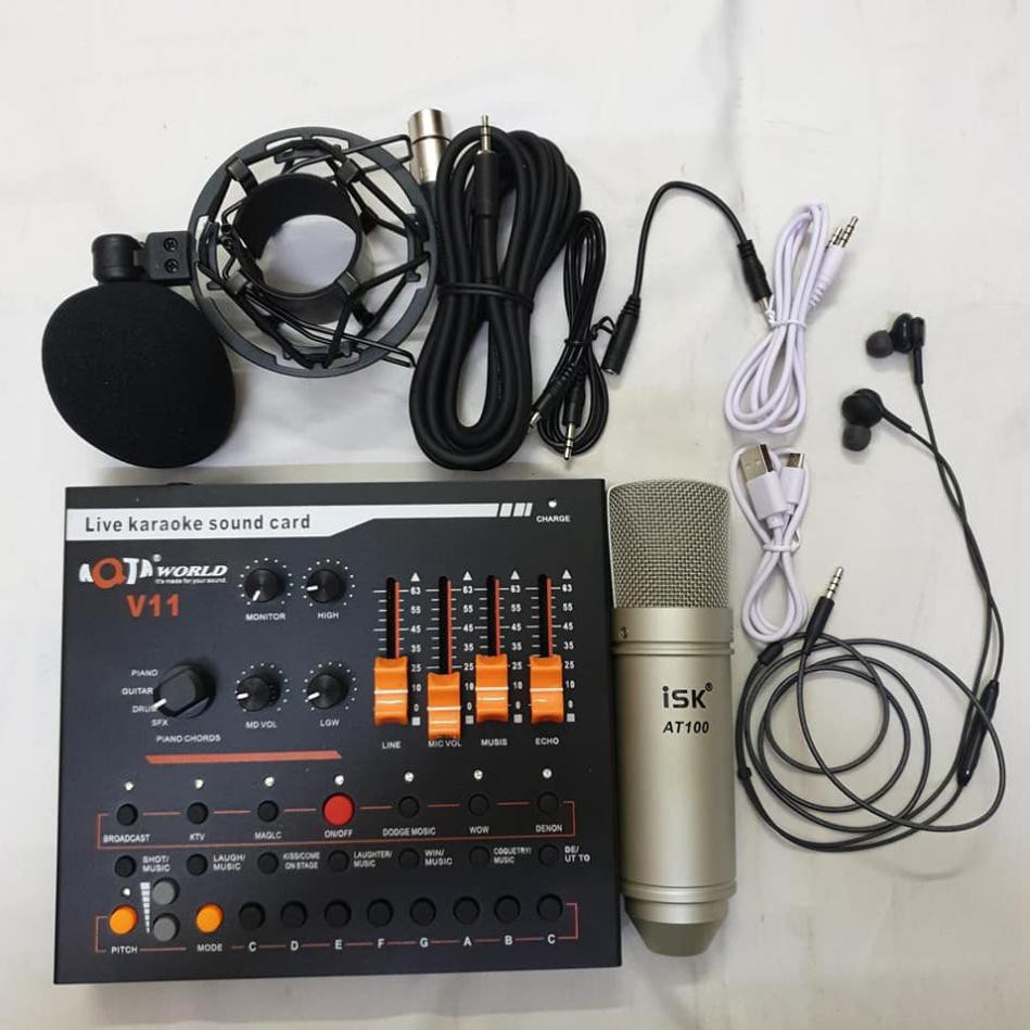 [ GIẢM GIÁ SỐC] combo bộ mic thu âm hát livestream karaoke micro AMI BM900 card V11 tặng tai nghe bảo hành 6 tháng