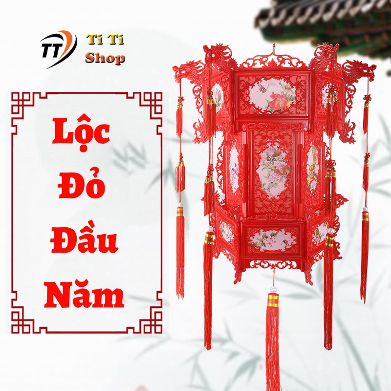 Đèn lồng xoay 360 có led đèn kéo quân  trang trí tết chữ phúc đèn kéo quân