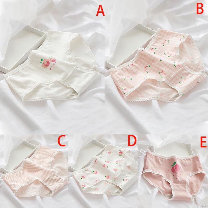 Quần Lót Cotton Lưng Vừa Phối Ren Họa Tiết Hoạt Hình Phong Cách Hàn Quốc Cho Nữ