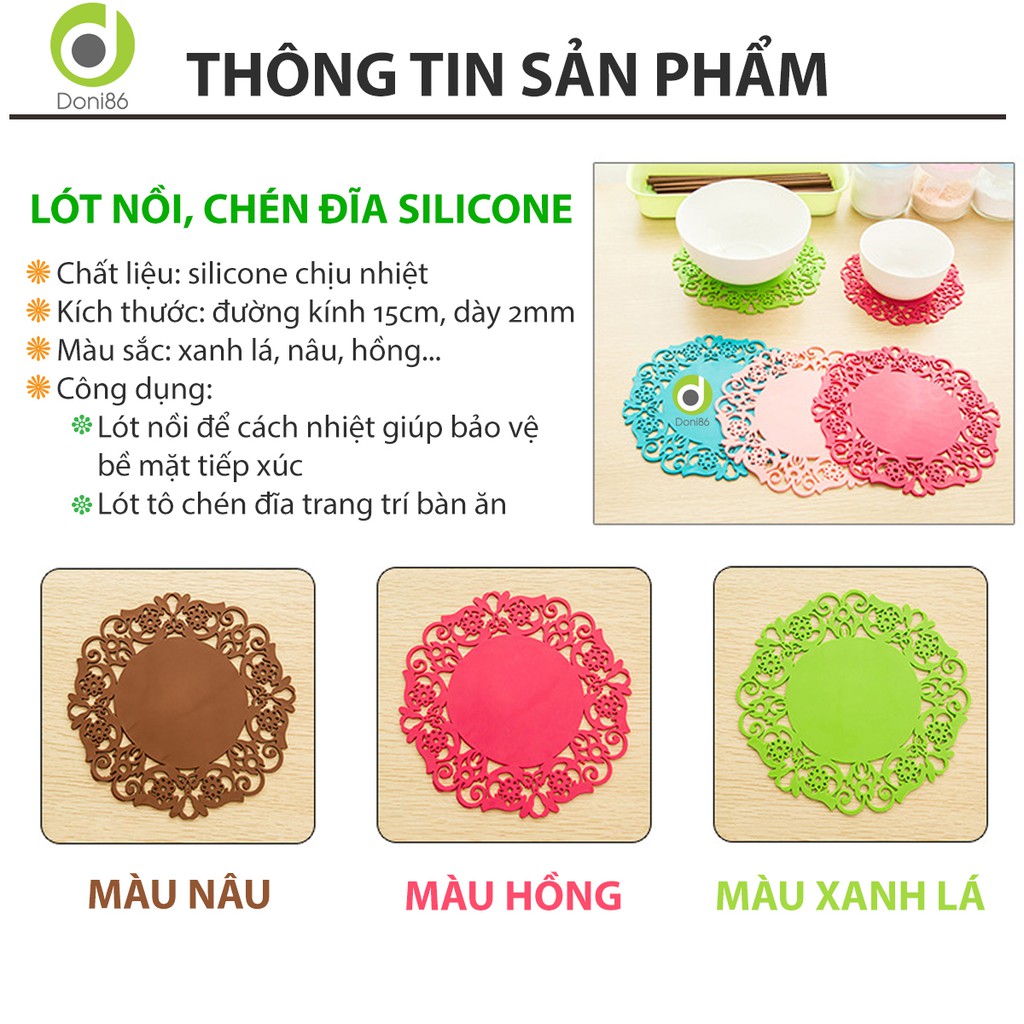 Lót nồi silicone chịu nhiệt, lót hoa văn vintage trang trí bàn ăn - CMPK98