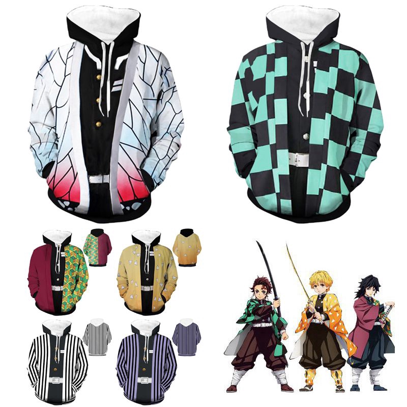 Nhật Bản Anime Slayer: Kimetsu No Yaiba Áo hoodie 3D Áo trùm đầu Áo khoác