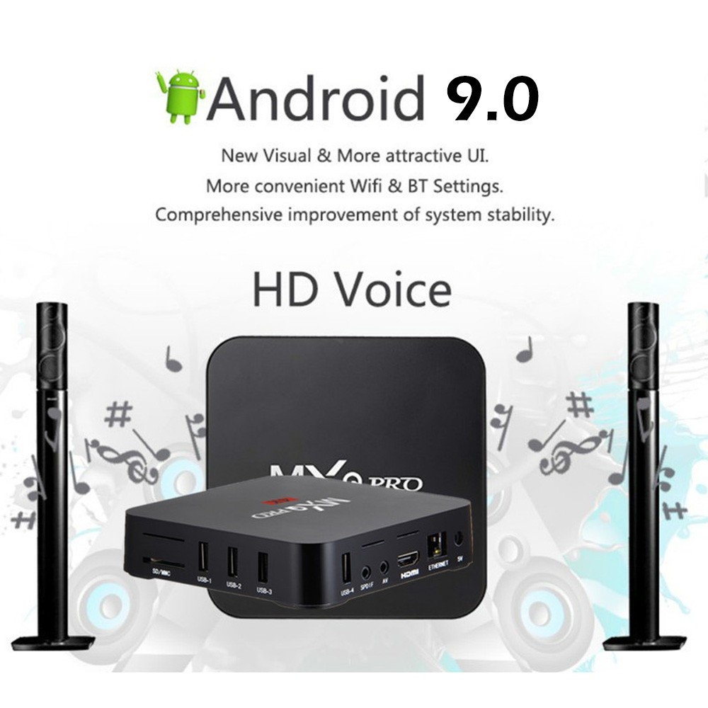 Hộp TV giải mã tín hiệu MXQPRO5G 4K thông minh phát đa phương tiện trên mạng điều khiển từ xa dành cho gia đình