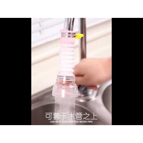 ]Đầu vòi xịt nước tăng áp cho vòi bồn rửa chén - Loại có nẹp inox - Xoay Tròn Được