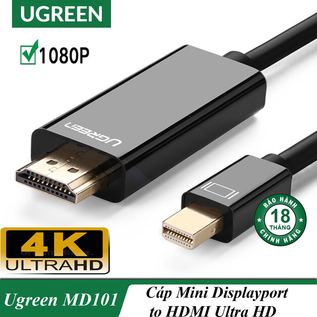 Cáp Mini DisplayPort to HDMI Ultra HD Cao Cấp UGREEN MD101 Chính Hãng