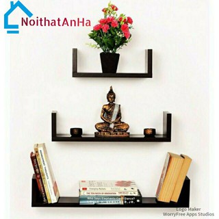 Kệ treo tường 3 thanh chữ U kt 40 50 60cm cao 10cm