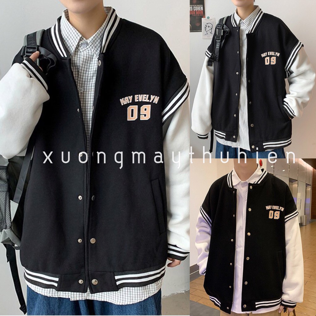 áo bomber bóng chày phối tay trắng 09/ Áo Bomber Bóng Chày Chất Nỉ  Phối tay trắng  dáng thể thao | BigBuy360 - bigbuy360.vn