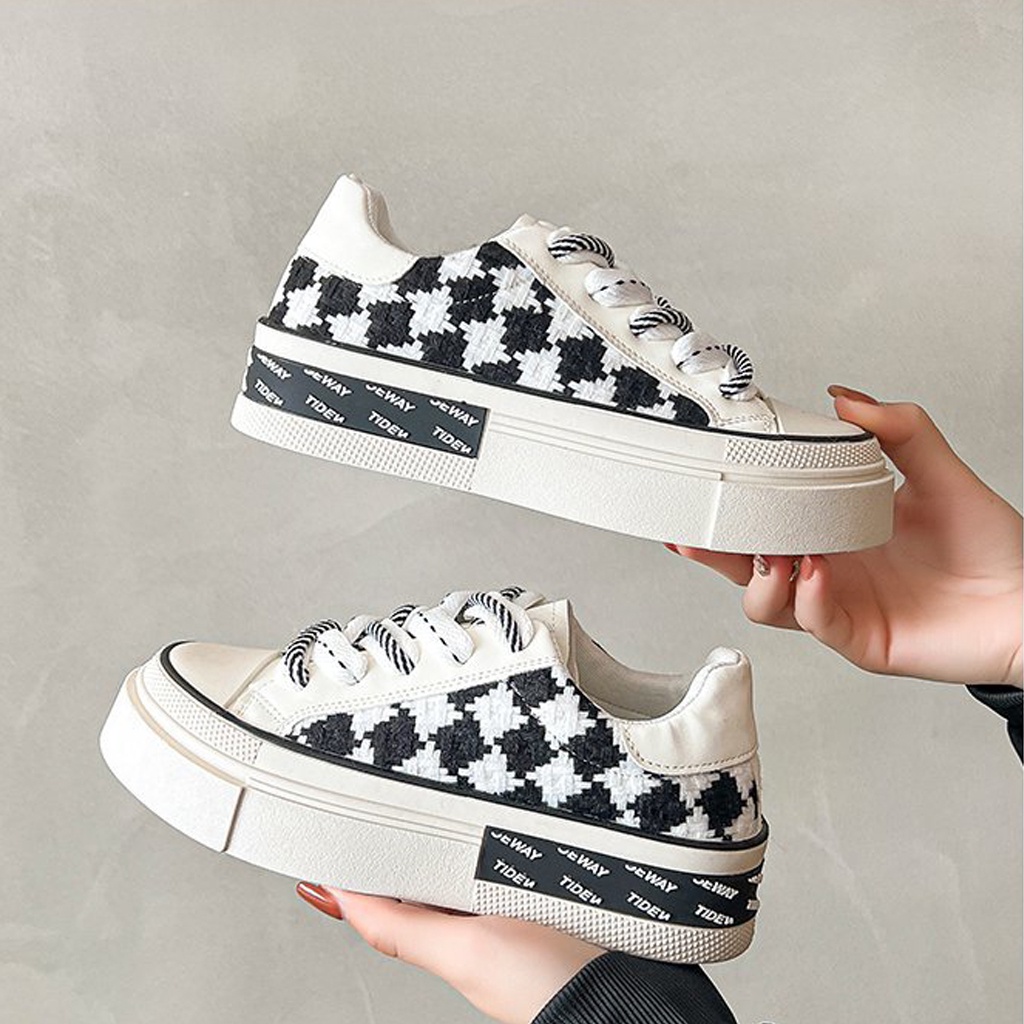 Giày thể thao sneaker nữ chất liệu vải cao cấp đế cao 3cm chống trơn trượt siêu nhẹ size 35-40
