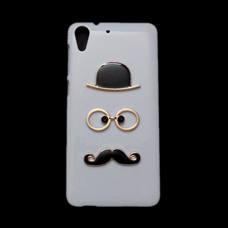 3D Cute Hat Eye Mustache Back Hard Phone Cover Case for HTC Butterfly 2 One M7 M9 Plus A9 X9 E9 Desire 10 Pro 530 626 628 630 728 816 820 825 828 830 U Ultra U11