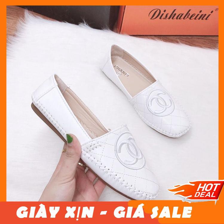 SHOPEE TRỢ GIÁ -  Giày Mọi Nữ đế bệt Thêu nổi Da Mềm Đế Thấp