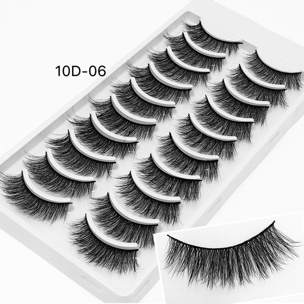 CACTU Set 10 Cặp Lông Mi Giả SKONHED Trang Điểm Thủ Công