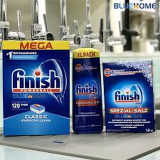 Combo Muối rửa bát Finish 1,2kg+ Viên rửa bát finish 120 viên+ Nước làm bóng Finish 750ml