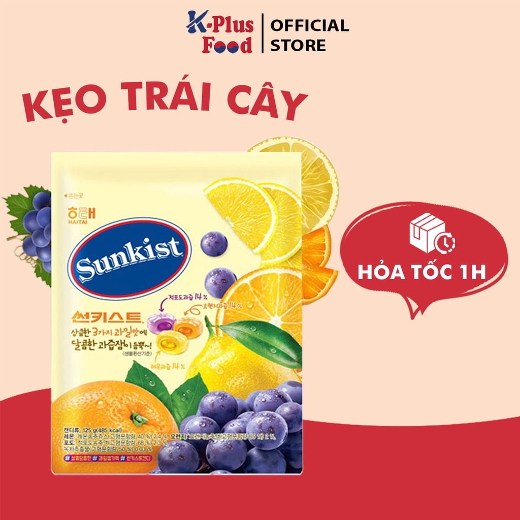 Kẹo cứng vị trái cây nhiều vị Hàn Quốc gói 125gr - K09068