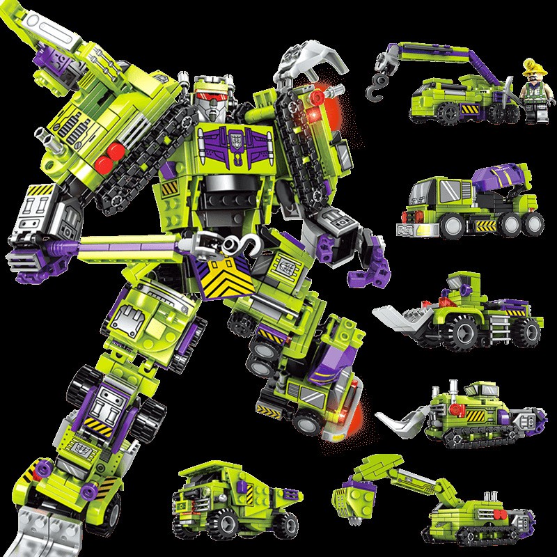 (CÓ SẴN) Lắp ráp lego người máy chiến đấu màu xanh sembo 103081-103086