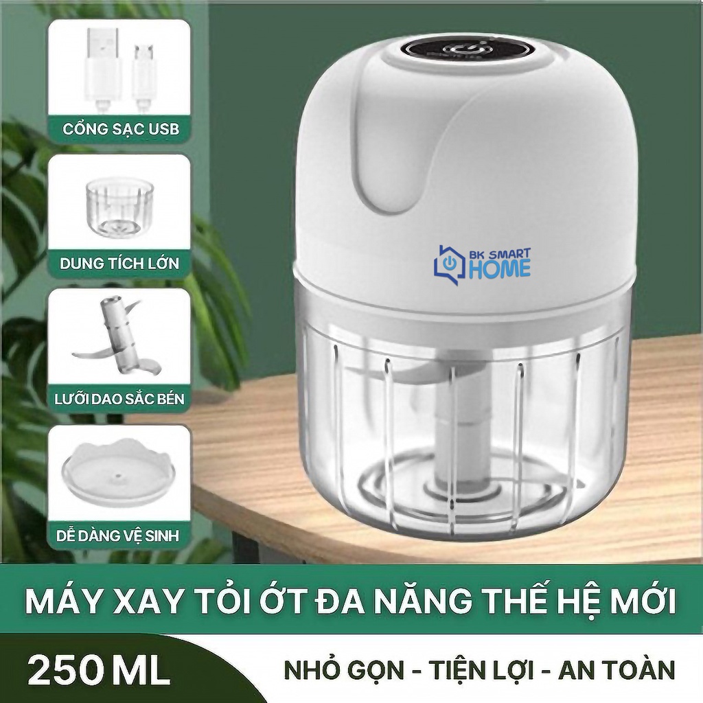 Máy Xay Thực Phẩm Đa Năng 3 Tầng Lưỡi Dao  Cực Khỏe - Máy Xay Tỏi Ớt Mini Cầm Tay Có Sạc Pin