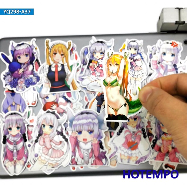 Sticker anime maid dragon 30 ảnh ép lụa lhacs nhau có đề can bóc dán