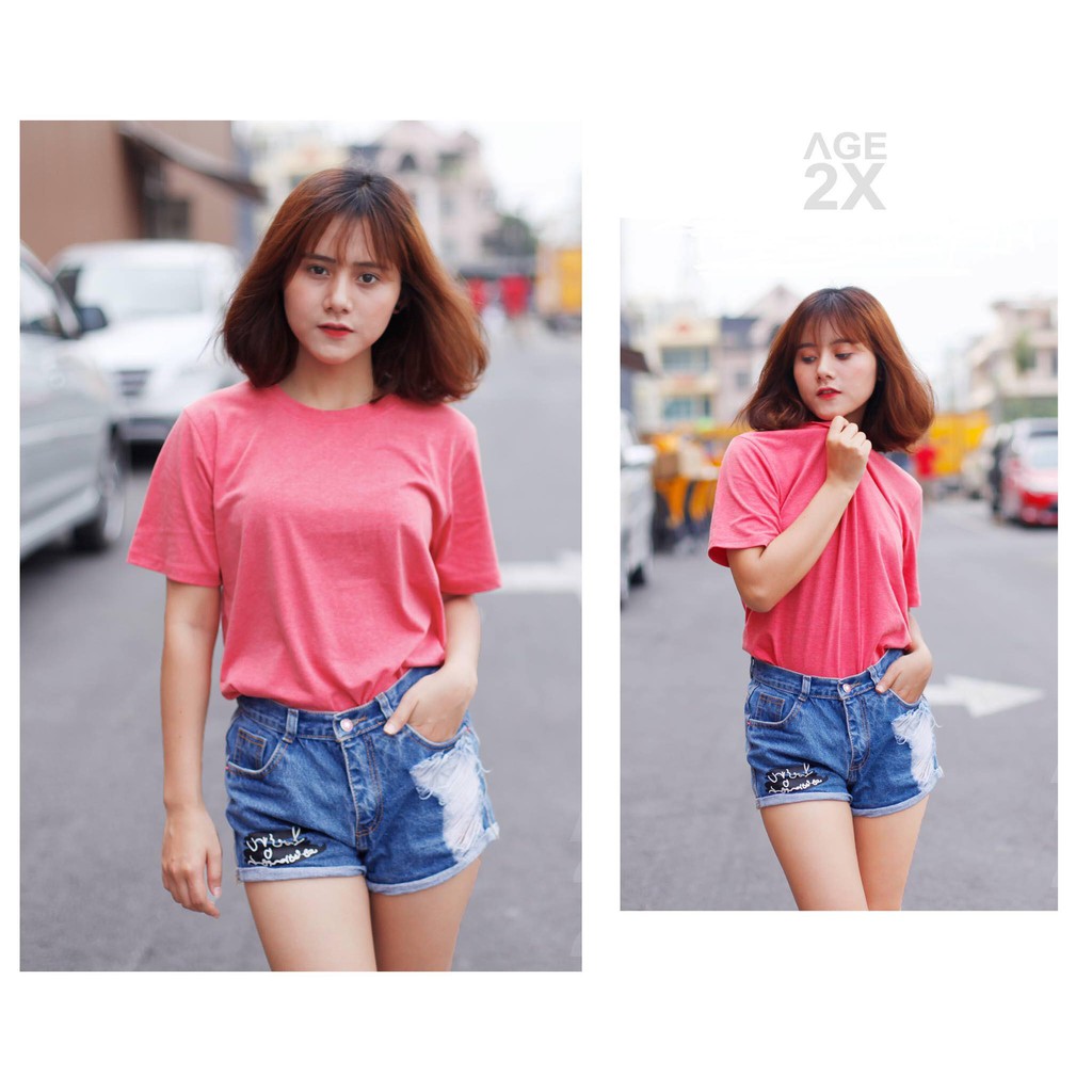 Áo Thun Trơn Hồng Dâu AGE2X Bán Chạy Nhất Thị Trường