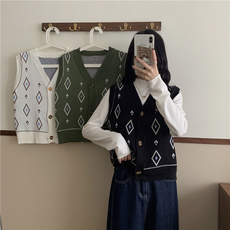 Áo Sweater Không Tay Cổ Chữ V Dáng Rộng Thời Trang 2020 Dành Cho Nữ 2021 Lingge