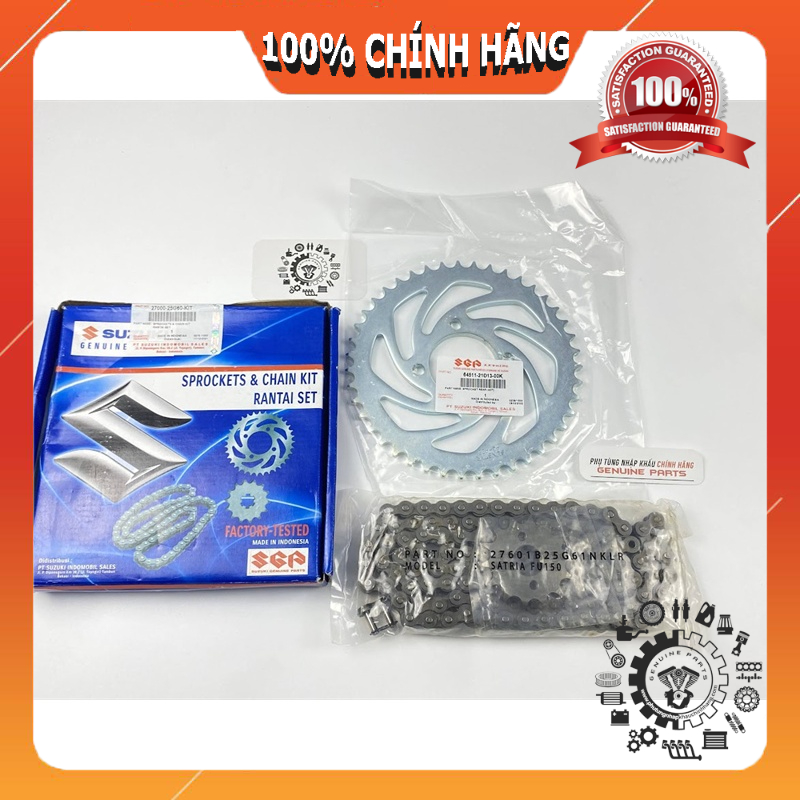 Bộ nhông sên đĩa zin RAIDER XĂNG CƠ, SATRIA FU K6 K9 nhập Suzuki Indo