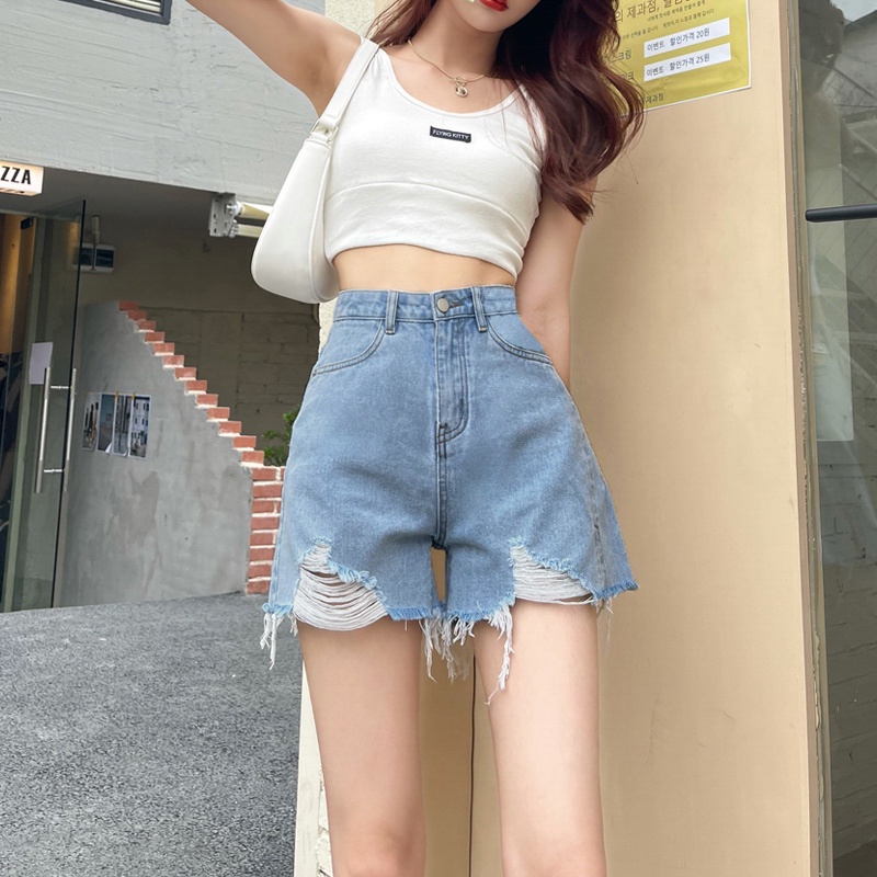 Quần Short Jeans Lưng Cao Thời Trang Hàn Quốc