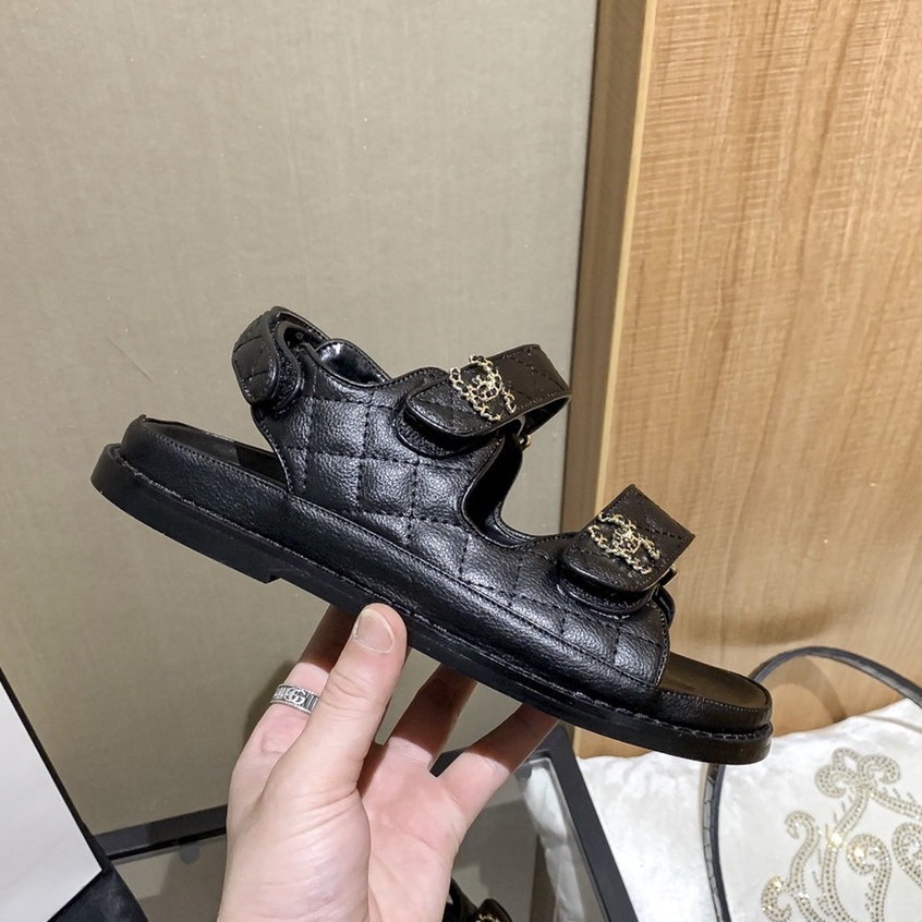 Xăng đan Đế Bằng Màu Đen Thời Trang Cho Nữ