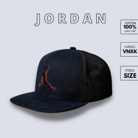 Mũ nón Snapback Adidas/Jordan chất vải cotton nhung da lộn/lưới xốp Hàn Quốc cao cấp màu đen logo thêu nổi