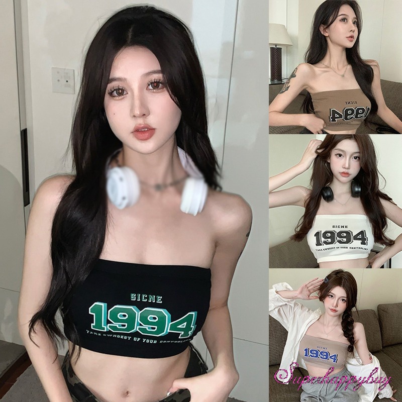 Áo Hai Dây In Chữ Phong Cách Hàn Quốc Cho Nữ