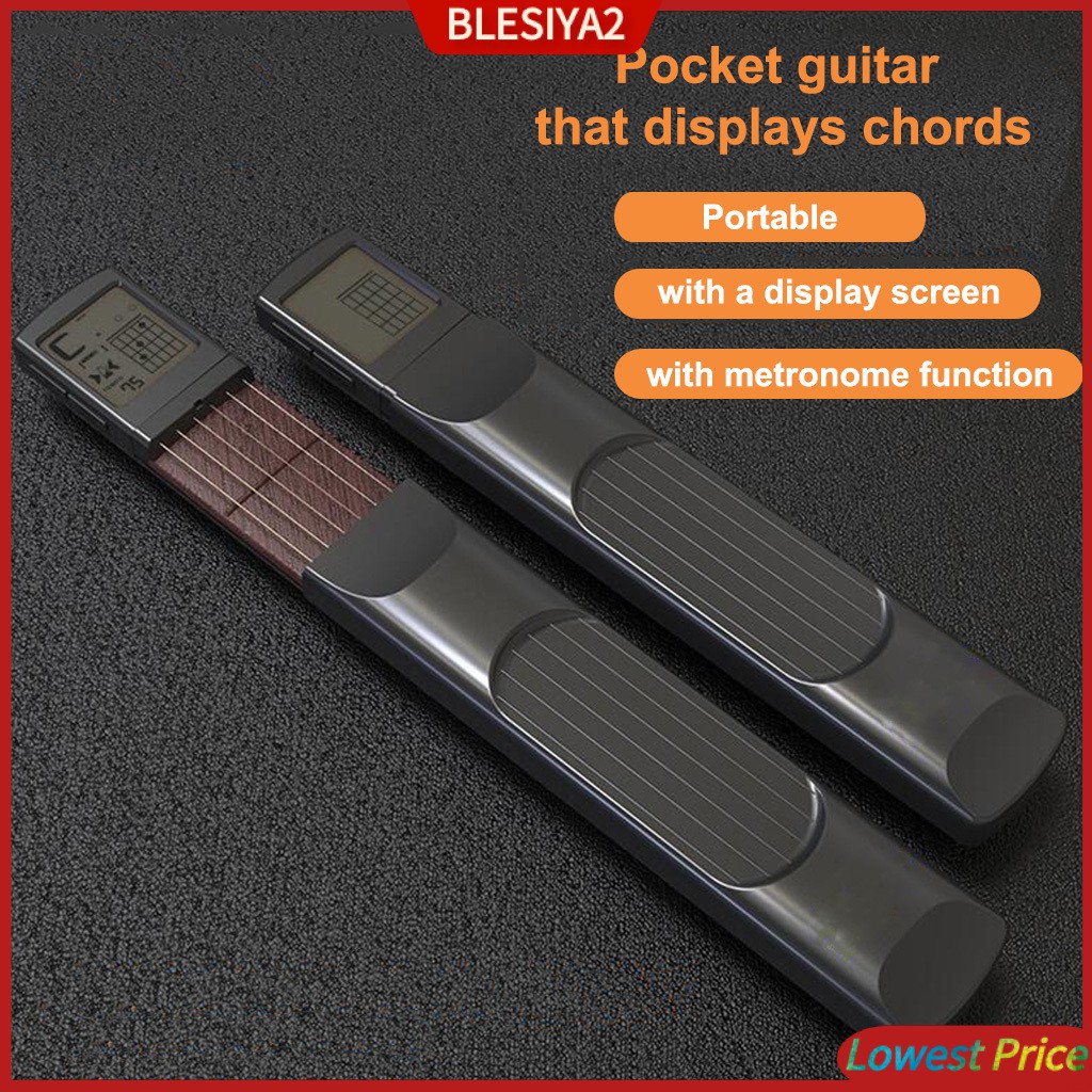 Black Pocket Guitar  Trainer Gadget Practice Tool Musical Instrument