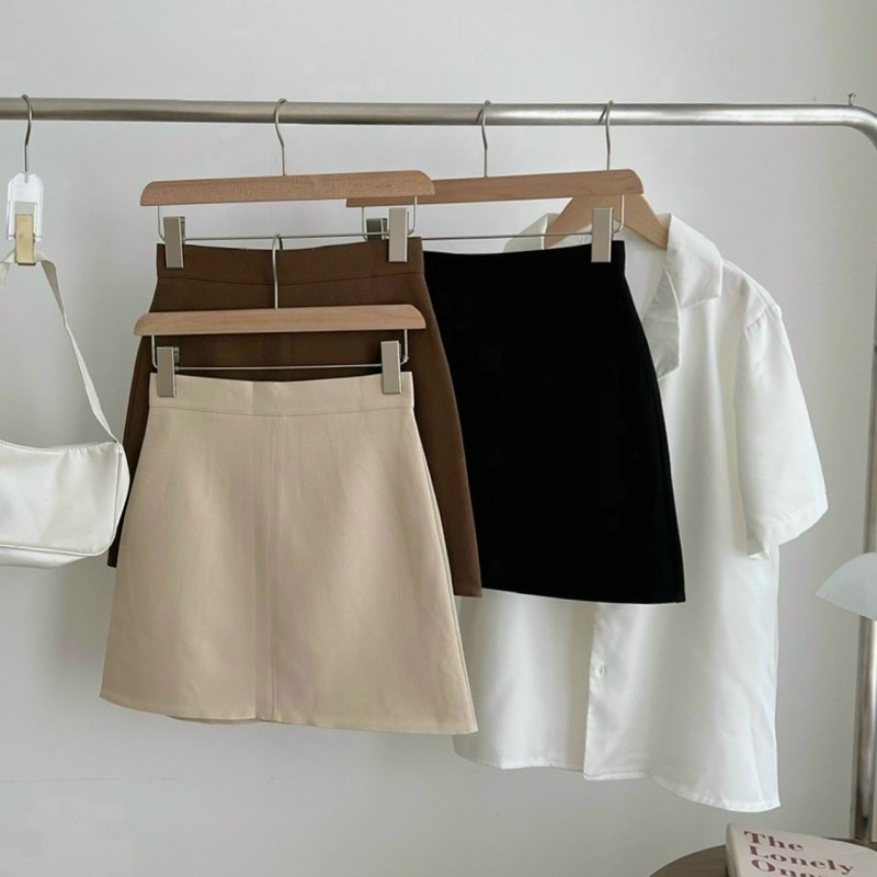 Chân váy chữ A dáng ngắn Basic  lưng cao chất dấc mềm mịn co dãn nhẹ, chân váy basic 2023 mã 7621