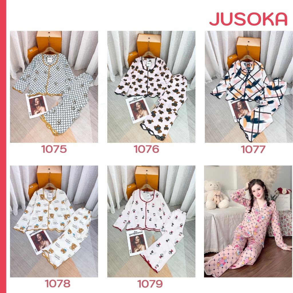 Đồ ngủ nữ mặc nhà dài tay bộ pijama lụa dễ thương JUSOKA