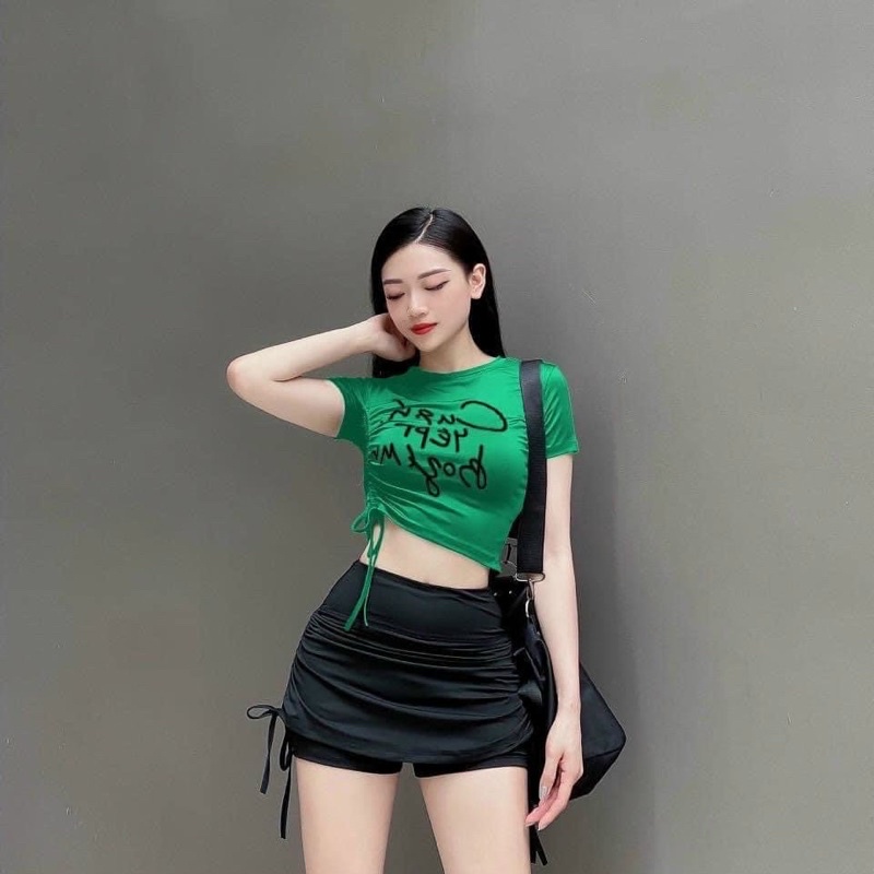 CROPTOP RÚT DÂY CURH CHÉO EO SIÊU HOT TẬP ZUMBA, EAROBIC, ĐI CHƠI, ĐI BIỂN NỮ